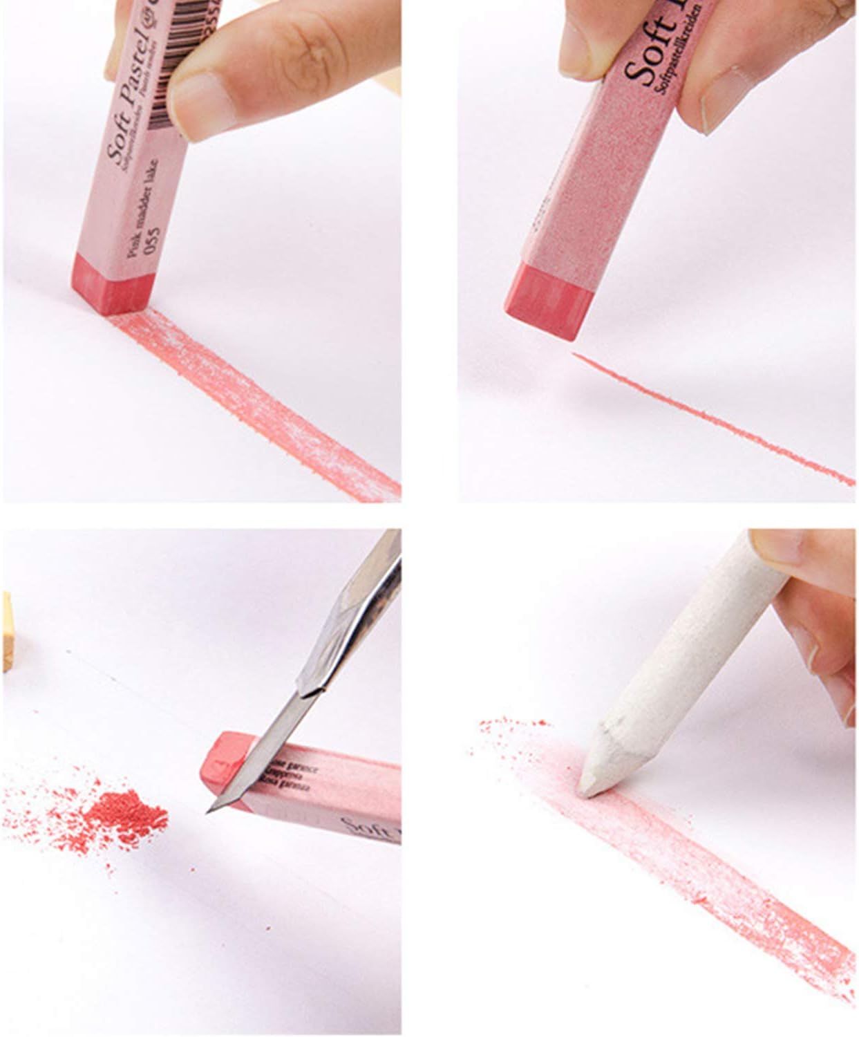 6pcs Soft Pastels Set Artist Grade Square Chalk Pencils Drawing Pastel Stick Painting Sketching Tool for Kids Students Artists Beginners (Pink)