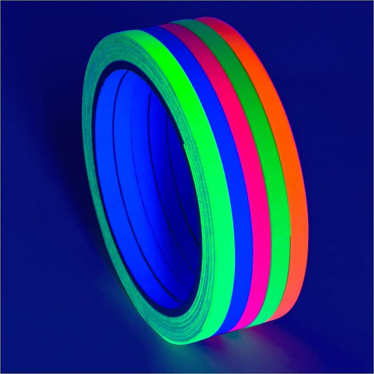 Glow King Blacklight Reactive Glow Tape | Premium UV Fluorescent Neon Party Gifts for Events | Multipurpose Luminous Colored Tape for Room Decoration | Glow in The Dark Cloth Tape – 0.25 in x 30 ft