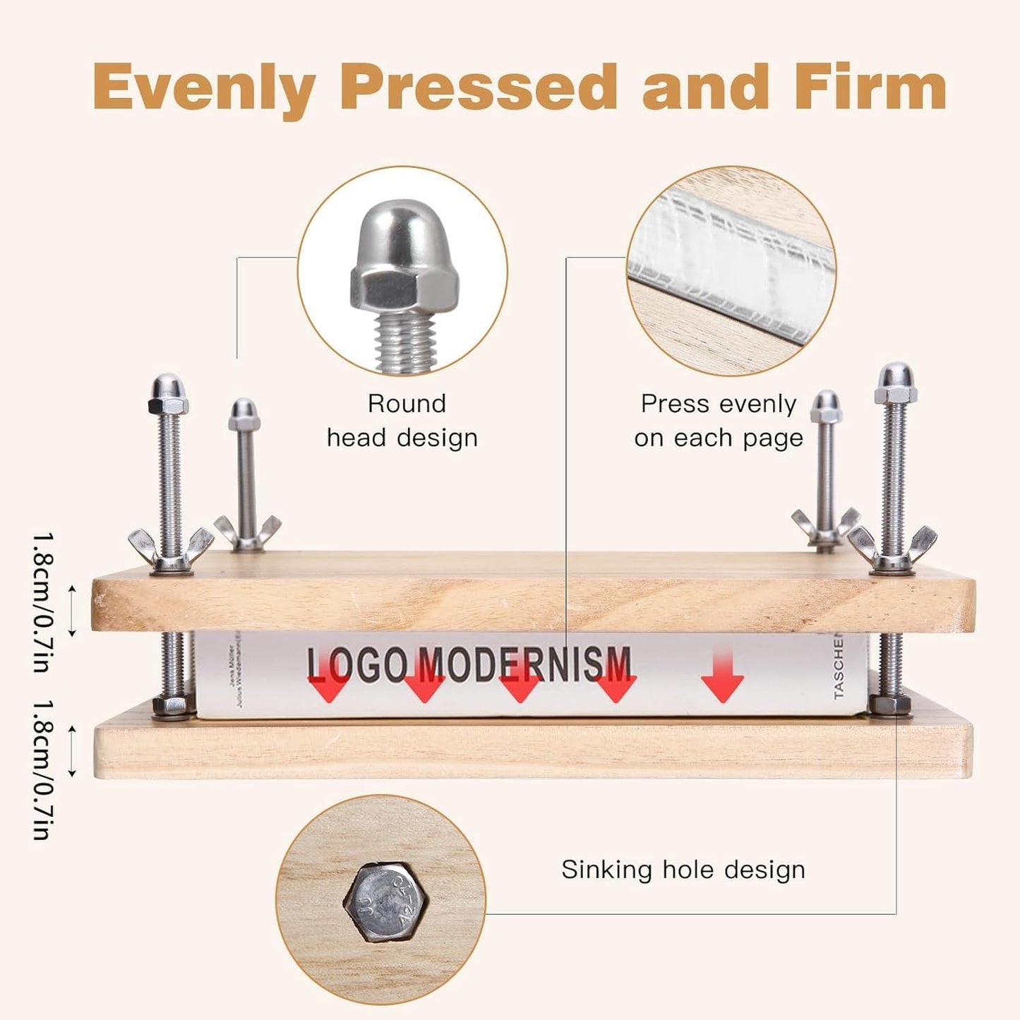 Book Press, Wooden Book Press Bookbinding, Portable Binding Press for Bookbinding, Binding Supplies for DIY Bookbinding Easy Assemble