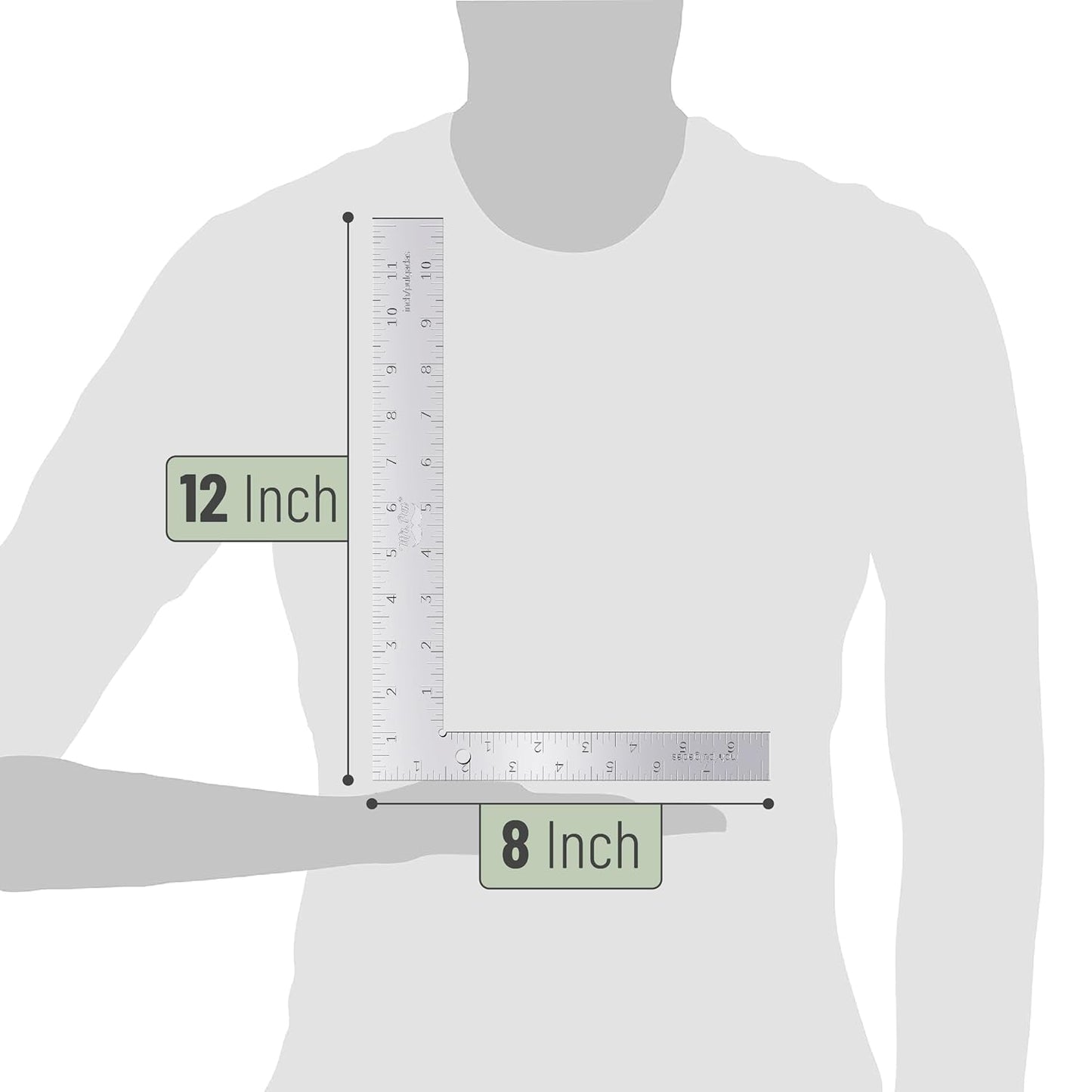 Mr. Pen- Framing Square, 8 x 12 Inch, Silver, Right Angle Ruler, L Shape Ruler, Metal Square