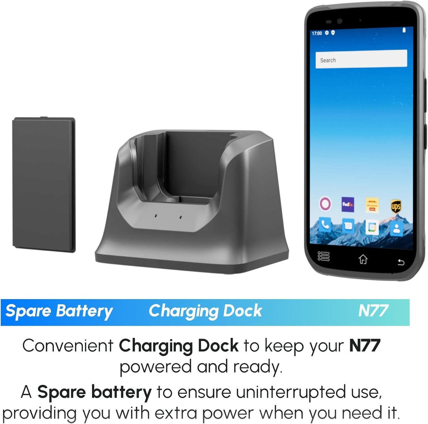 Rayoungtek Android Barcode Scanner 4+64GB Built-in Zebra SE4710 1D/2D/QR Barcode Scan Engine 4G Wireless PDA Enterprise Mobile Computer with Charging Dock for Warehouse & Logistics