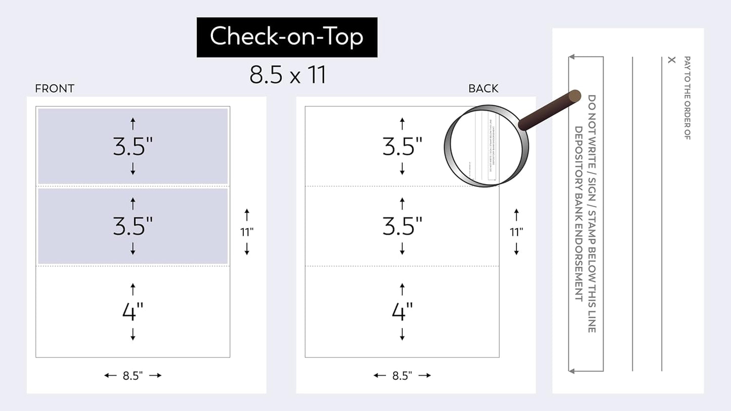 Compuchecks Check on Top Blank Check Paper - 500 Pack, Quick-Books & Laser Printer Compatible - Security Business Checks with Voucher - 8.5" x 11" Burgundy Diamond