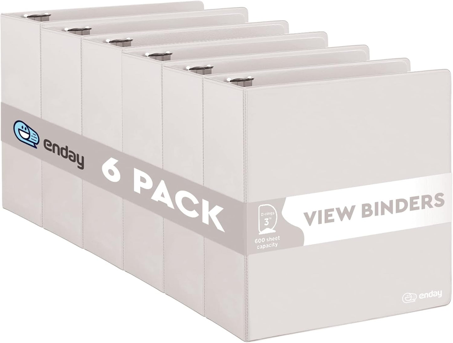 3 Slant D-Ring Binder 3 Inch Grey, 3 in Clear View Cover with 2 Inside Pockets Binder, Heavy Duty Colored School Supplies Binders,Also Available in Green, Red, Purple, Blue, Pink (6 PC) – by Enday