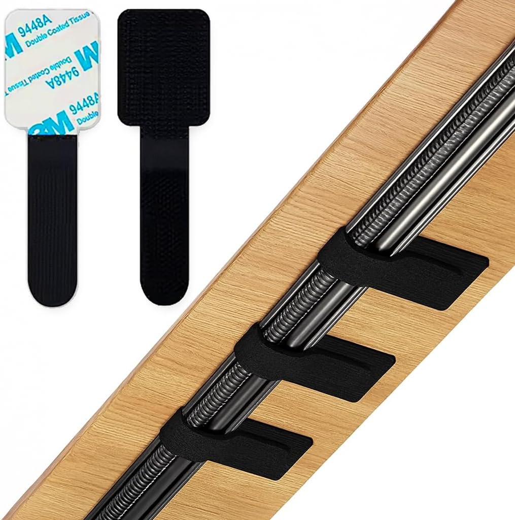 50PCS Desk Cord Organizer – Adhesive Cable Management Straps for Office Essentials, Wall, Car & More – Reusable Hook and Loop Wire Organizers – Cable Tie Up