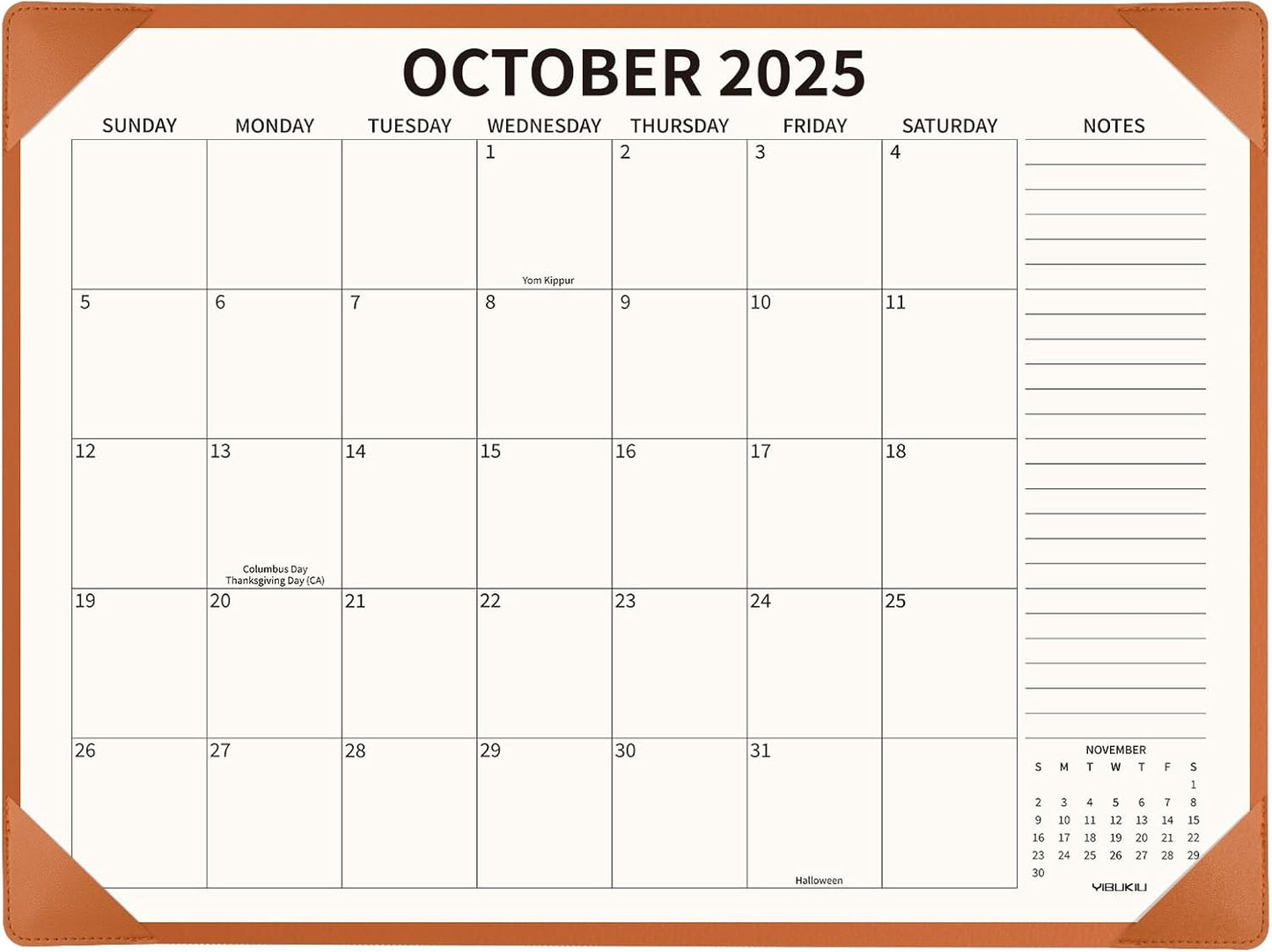 Desk Calendar 2025-2026 with Desktop Mat, 22x17 inch Large Desk Pad Calendar July 2025 to December 2026, Big Desk Planner for Home Office and School, Brown
