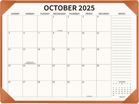 Desk Calendar 2025-2026 with Desktop Mat, 22x17 inch Large Desk Pad Calendar July 2025 to December 2026, Big Desk Planner for Home Office and School, Brown