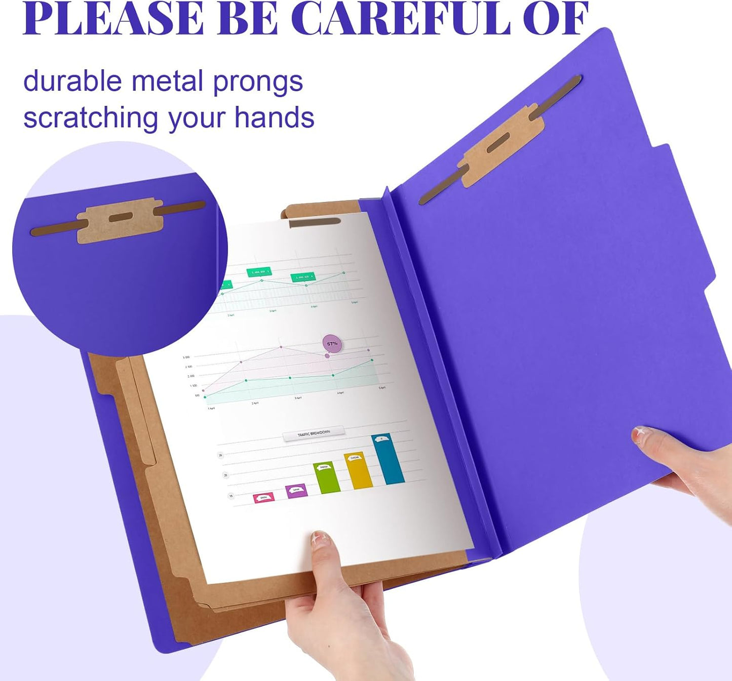 36 Pcs Classification Folders Letter Size, 3 Divider Pressboard File Folder with Fasteners, Expanding File Organizer Bulk for Teachers, Clergy, Office, Church, Christmas Donations (Purple)