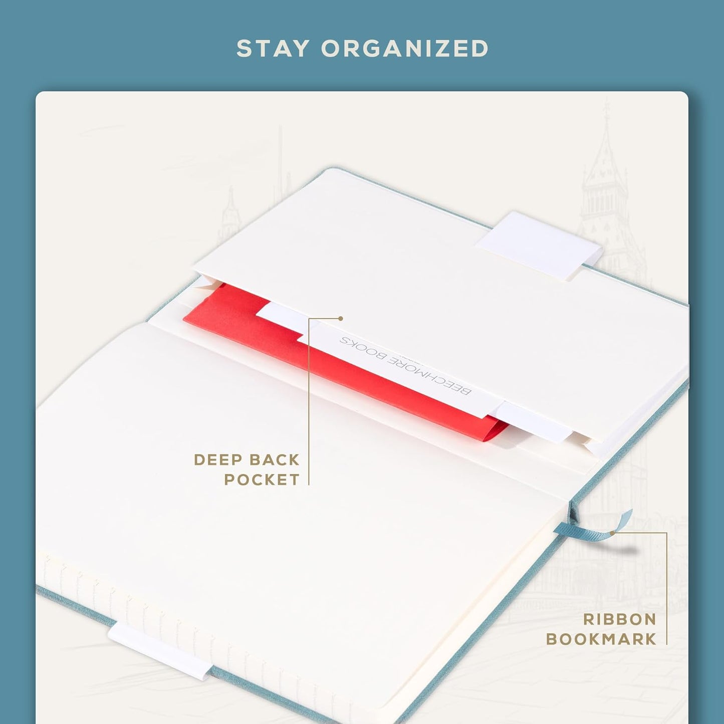 BEECHMORE BOOKS Lined Journal Notebook, 5.8 x 8.3 inch, A5 160 Lined Pages, Hardcover Leather Journals for Women, Men, Writing and Notebooks for Work - 120 GSM Thick Paper, Gifts Box Included