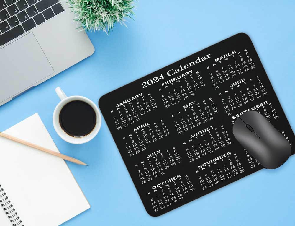 Calendar Mouse pad, Natural Rubber Mouse Pad, Quality Creative Gaming Rectangle Mouse Personalized Desk Mouse Pad 9.5 inch x 7.9 inch (2024 Calendar)