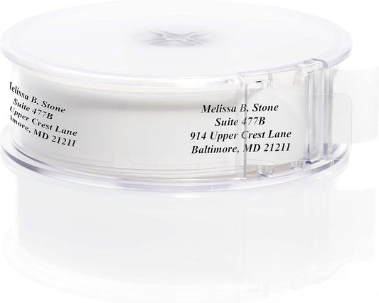 Clear Personalized Return Address Labels with Elegant Dispenser - Roll of 500 Custom See Through Transparent Stickers