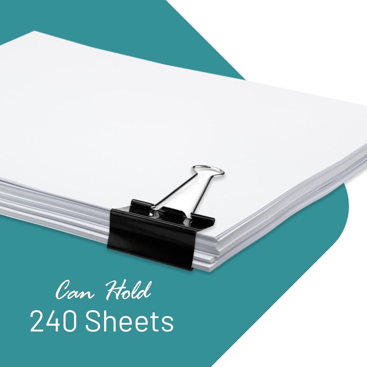 Binder Clips - 24 Pack Large Black Paper Clamps, 2 Inch, Holds 200+ Pages, File Clip for Home, Office and School Supplies