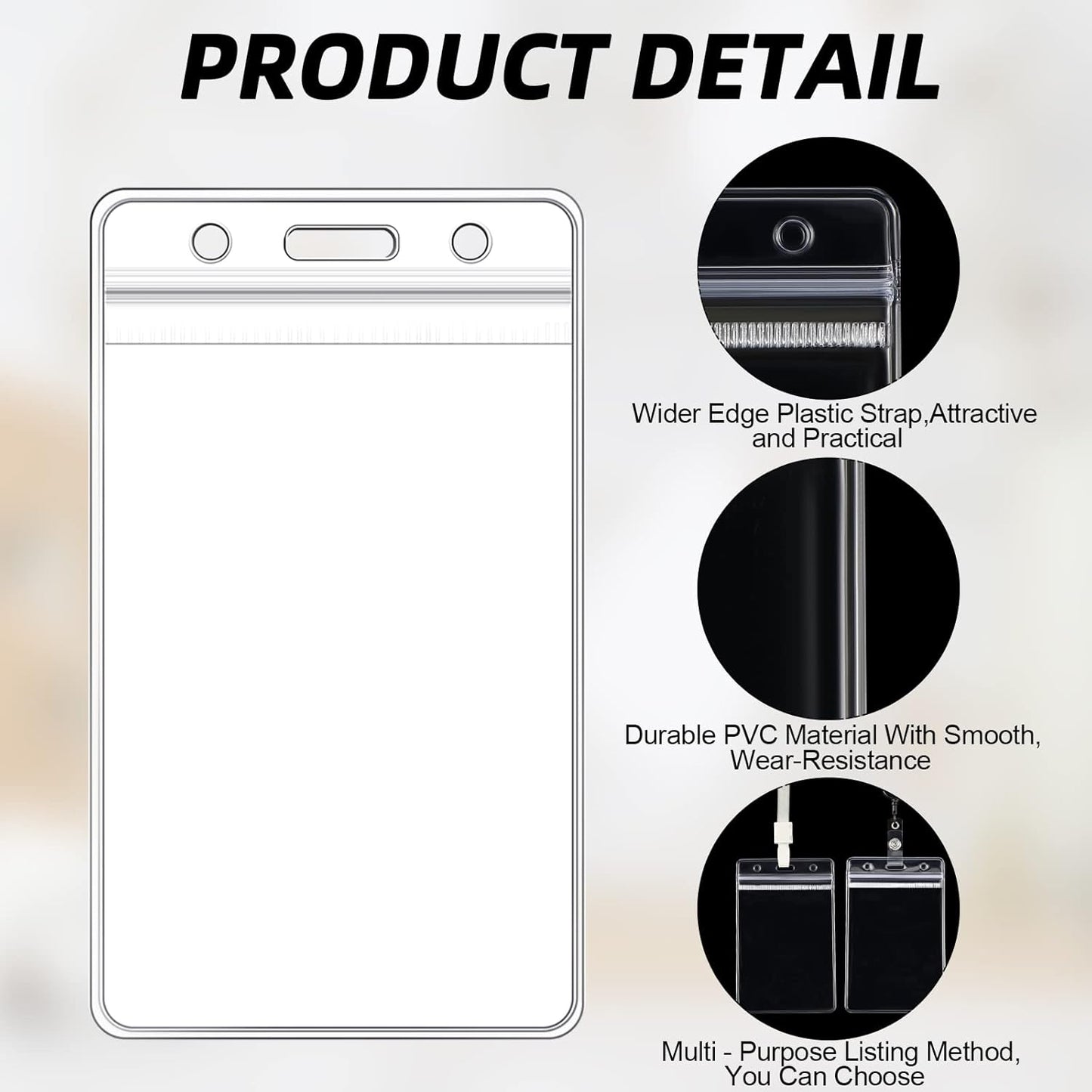 Colarr 1000 Pieces ID Badge Holders Clear ID Holder Plastic Thick Name Card Case Waterproof Name Badge Case PVC Card Cover for Student Nurses Office School (5 x 3 Inches)