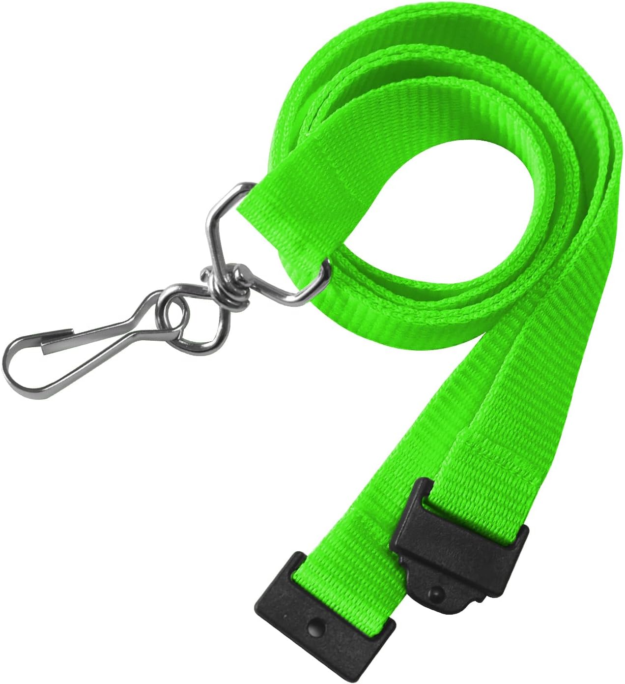 33 Pcs Breakaway Lanyards with Swivel J Hook Premium Bulk Flat Safety Lanyards for ID Badges, Schools, Students, Coaches, Festivals, Volunteers and Team Activities (Fluorescent Green)