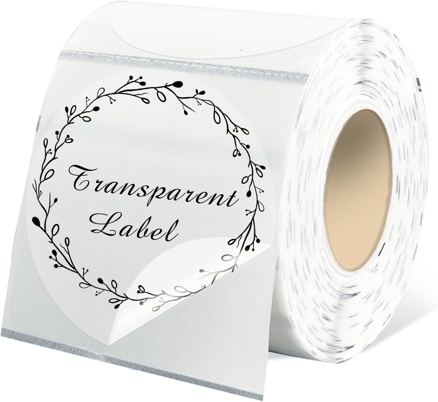 2" Round Transparent Thermal Label Stickers,Self-Adhesive Direct Clear Thermal Labels,500 Sheets with Perforation Line in ROLL