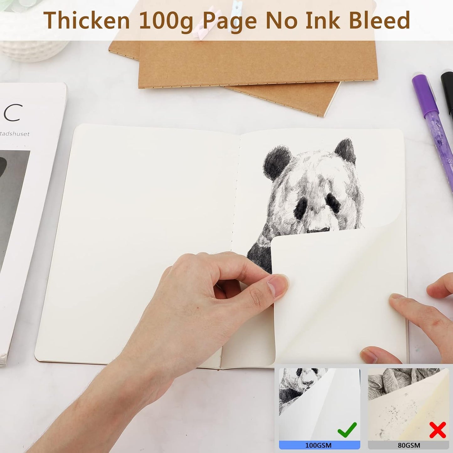 EUSOAR Blank Notebooks, 24pcs A5 5.5"x8.3" 60 Pages Soft Cover Kraft Subject Journal Notebooks, Writing Note Pads Business Composition,for School Office College Work Note Taking Diary