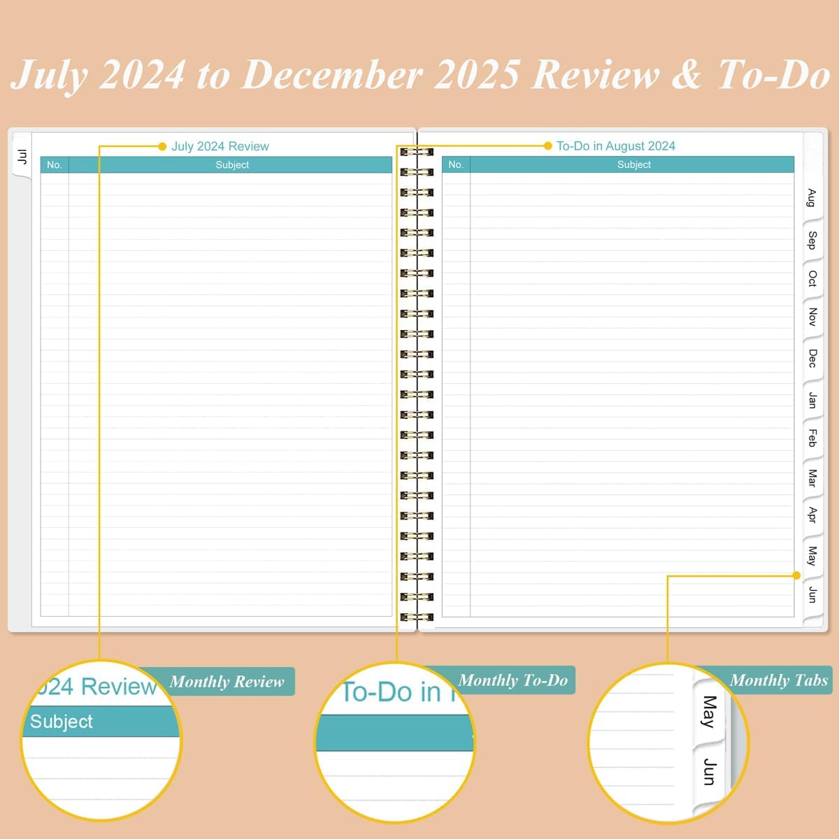 2025-2026 Monthly Planner - 18 Monthly Calendar, July 2025 - December 2026, Two Pages Per Month, 9" x11" Planner with Tabs, Inner Pocket, Rose Leaf