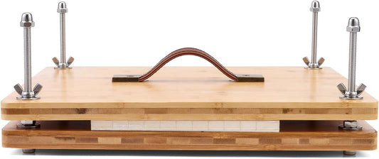 RANERVZ Large Bookbinding Press with Portable Handle, Bamboo Wood Oversized 14.8 x 11.4 Inch Ergonomic Book Binding Paper Machine Handmade DIY Craft Projects Binder Tool Supply Easy Assemble