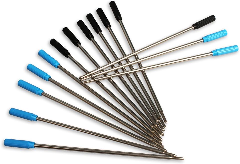 4.5” Replaceable Ballpoint Pen Refills, 30 Pack Smooth Writing Ballpoint Refills for Cross Style Pen (Black and Blue Ink Refills)