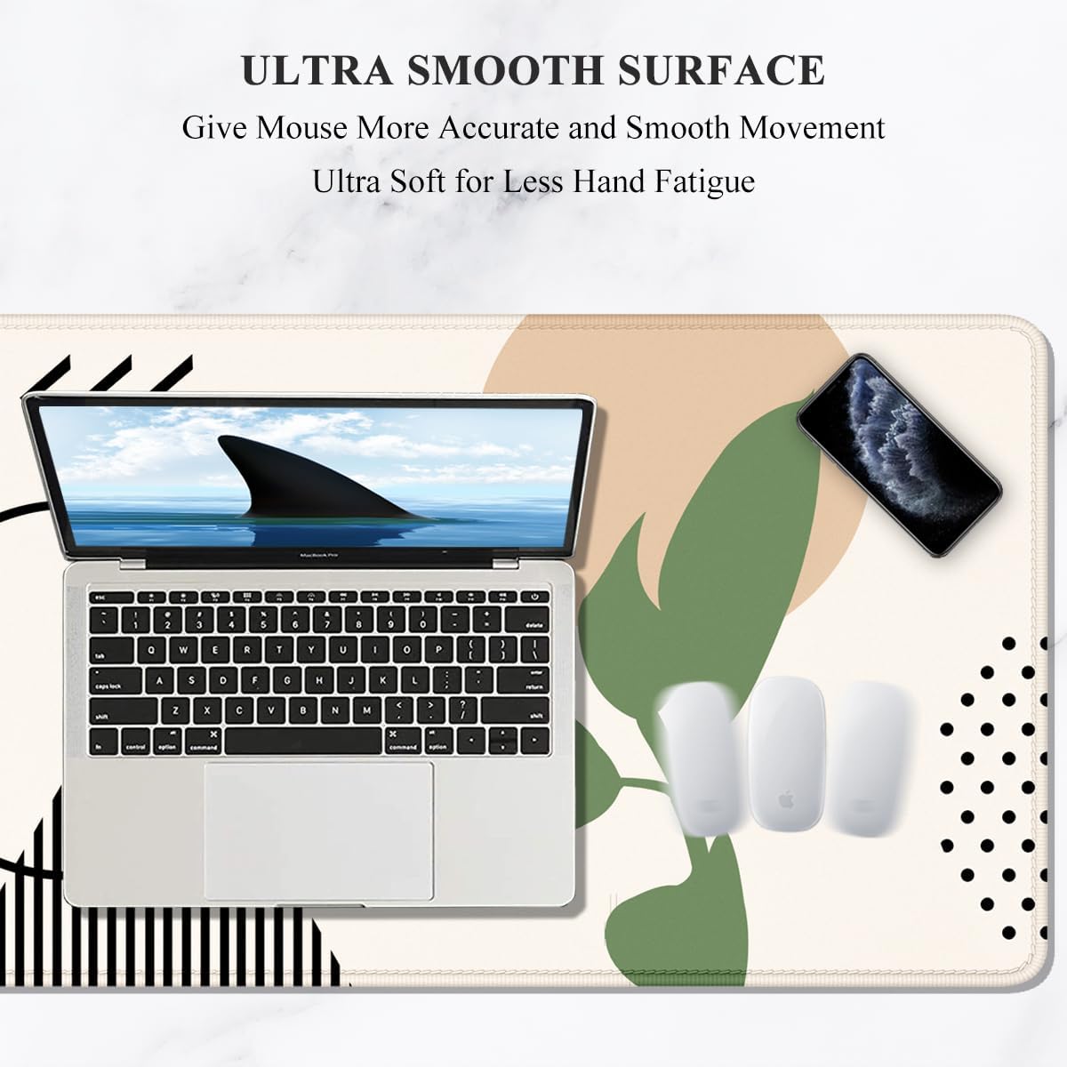 Auhoahsil Large Mouse Pad, XXL Gaming Mousepad, Desk Mat for Desktop, Thick Rubber, Big & Long Size, Stitched Edges, Full Desk Pad for Laptop & Computer, Extended 31.5 x 11.8 in, Boho Abstract Art