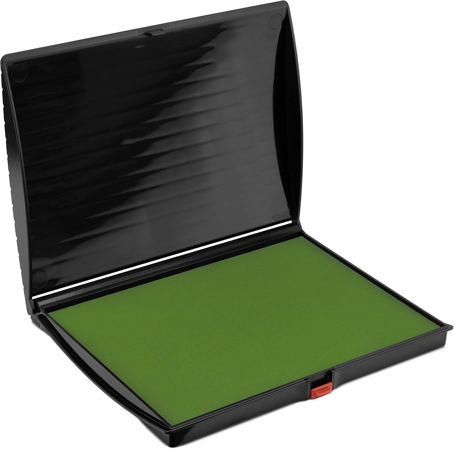 Large Premium Olive Green Ink Stamp Pad - 5" by 7" - Quality Felt Pad - Case with Closing snap