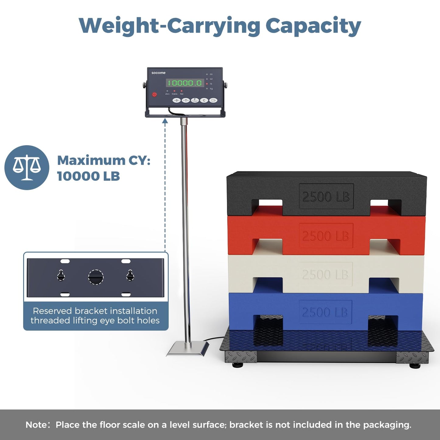 48"x48" Industrial Floor Scale, Professional Platform Scale with Digital Indicator, Weighing Scale for Warehouse Shipping and Industrial Use, 10000 lb x 1 lb, Black