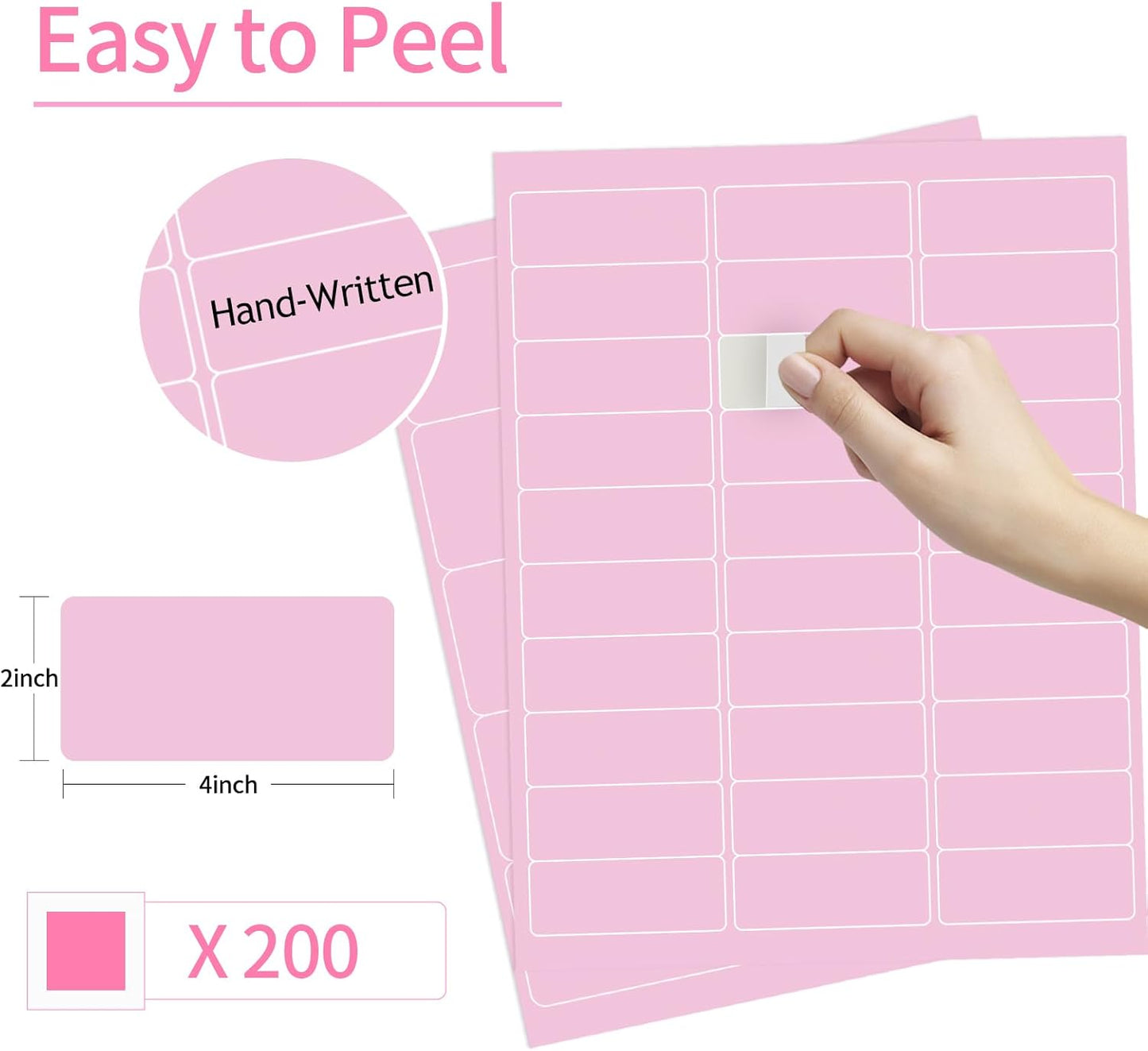 8-1/2 x 11 Neon Color High Light Labels for Laser & Inkjet Printer, Strong Adhesive (Pink, 1" x 2-5/8" - 30 Per Page | 600 Labels)