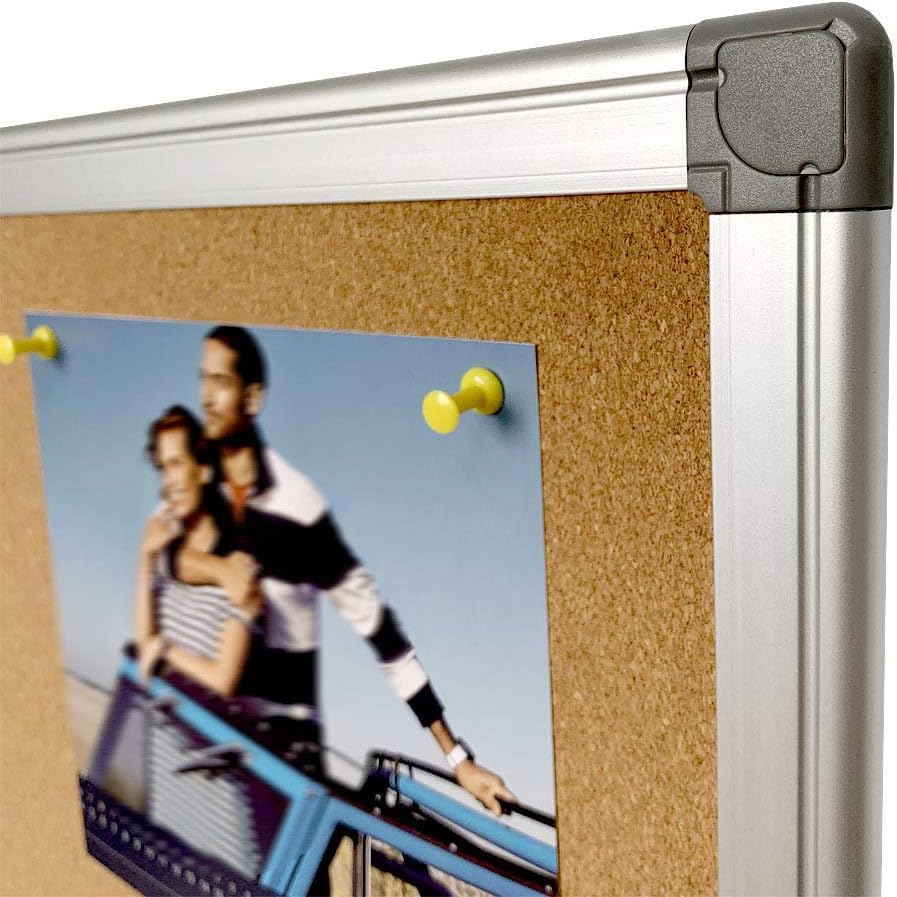 BIBOC Cork Bulletin Board,Cork Board,Felt Board, Pin Board, Notice Board, Memo Board for Homes or Offices,18 X 24 Inches, Silver Aluminium Frame