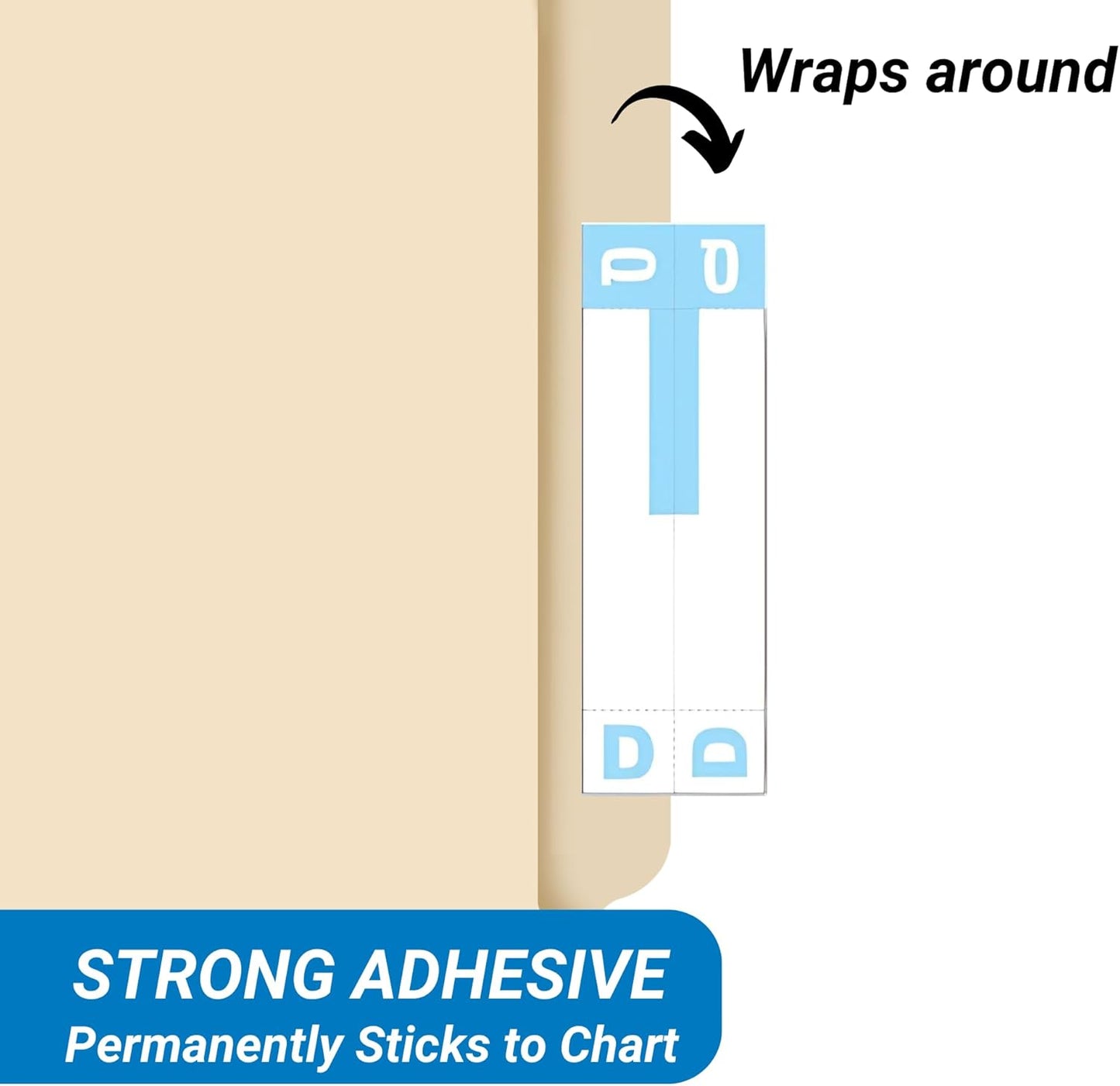 Doctor Stuff - File Folder Labels, Alphabet Letters, D/Q, Compatible with Smead NCC - SNCC Series Alpha Stickers Light Blue, 1-5/32" x 3-5/8, 100/Package