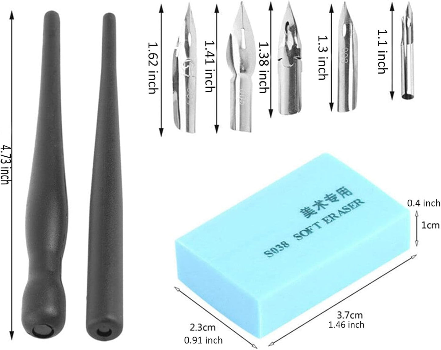 Dip Pen Set With 2 Manga Pen Nib Holder and 5 Dip Pen Nibs, Cartoon Comic Dip Pen Set, Drawing Comic Pen Nib With Drawing Eraser