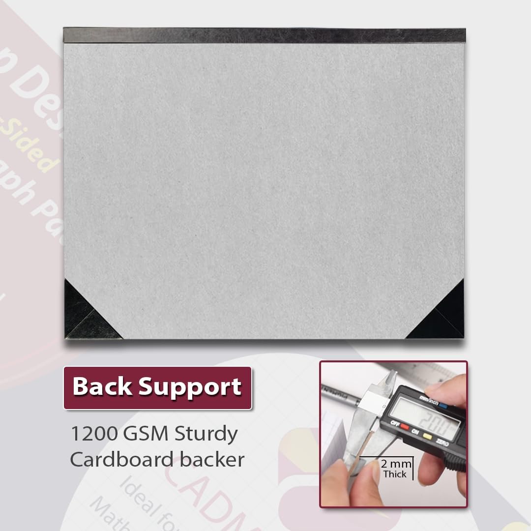 Premium Top Desk 22"x17" Large Graph Pad, Double-Side Quadrille Grid, 21-Gram Paper, 50 Sheets/Pad. Designing, Drafting, Art, Illustrations, Professional & Academic use (2, White)