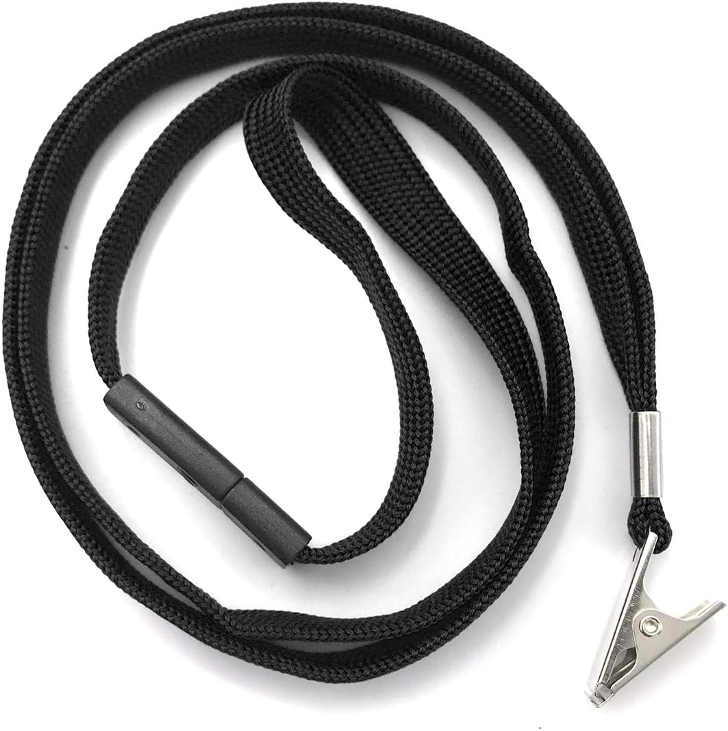 Bird Fiy Lanyards Breakaway Bulk Black Lanyards Neck Flat Safety Badge Lanyard Bulldog Clip (Black, 25 PCS)