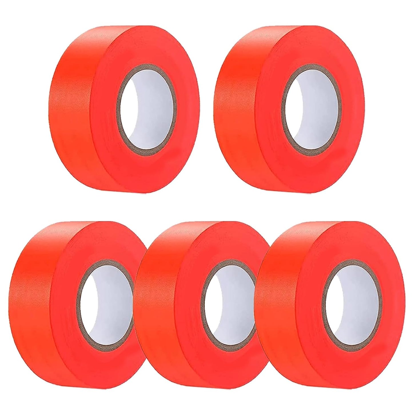 5 Pack Orange Flagging Tape, Non-Adhesive Plastic Ribbon Neon Marking Roll, 0.78"*500ft, Marking Tape for Tree Marking, Hunting, Boundaries and Hazardous Areas,Trail Marking