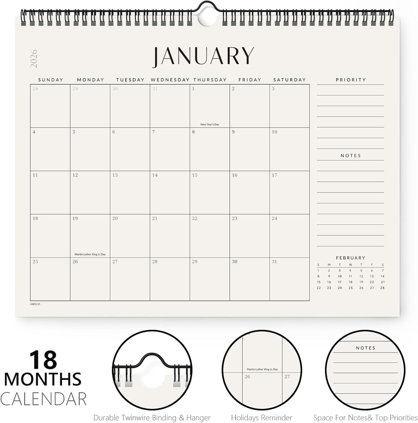 Jotsome Wall Calendar 2025-2026, Monthly Wall Calendar From Now to December 2026 14.2x11.2 inch for Home and Office, Easy Planning