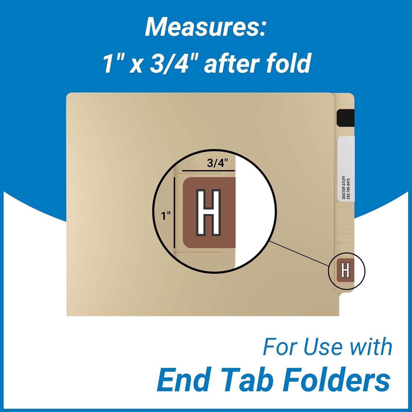 Doctor Stuff - File Folder Labels, Alphabet Letter H, Barkley/Sycom FABKM - BRAM Series Compatible Alpha Stickers, Brown, 1" x 1-1/2", 126 Labels/Package