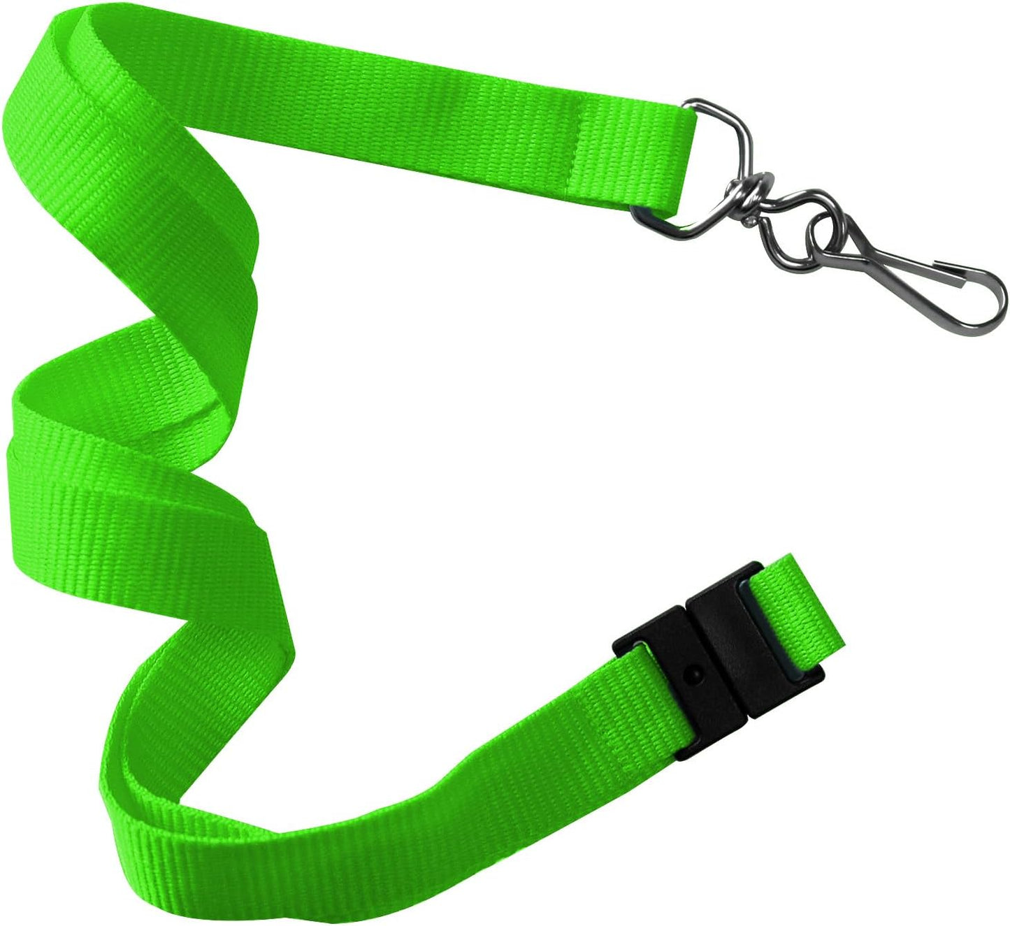 66 Pcs Breakaway Lanyards with Swivel J Hook Premium Bulk Flat Safety Lanyards for ID Badges, Schools, Students, Coaches, Festivals, Volunteers and Team Activities (Fluorescent Green)