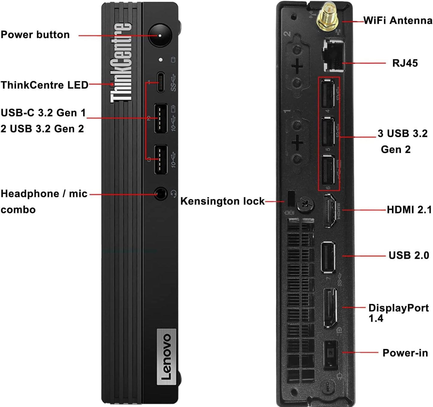 Lenovo ThinkCentre M70q Gen 5 Tiny 1L Mini Business Desktop Computer, 14th Gen Intel 10-Core i5-14400T (Beat i7-13700T), 16GB DDR5 RAM, 512GB PCIe SSD, WiFi 6, HDMI, DP Port, Windows 11 Pro, AZ-XUT