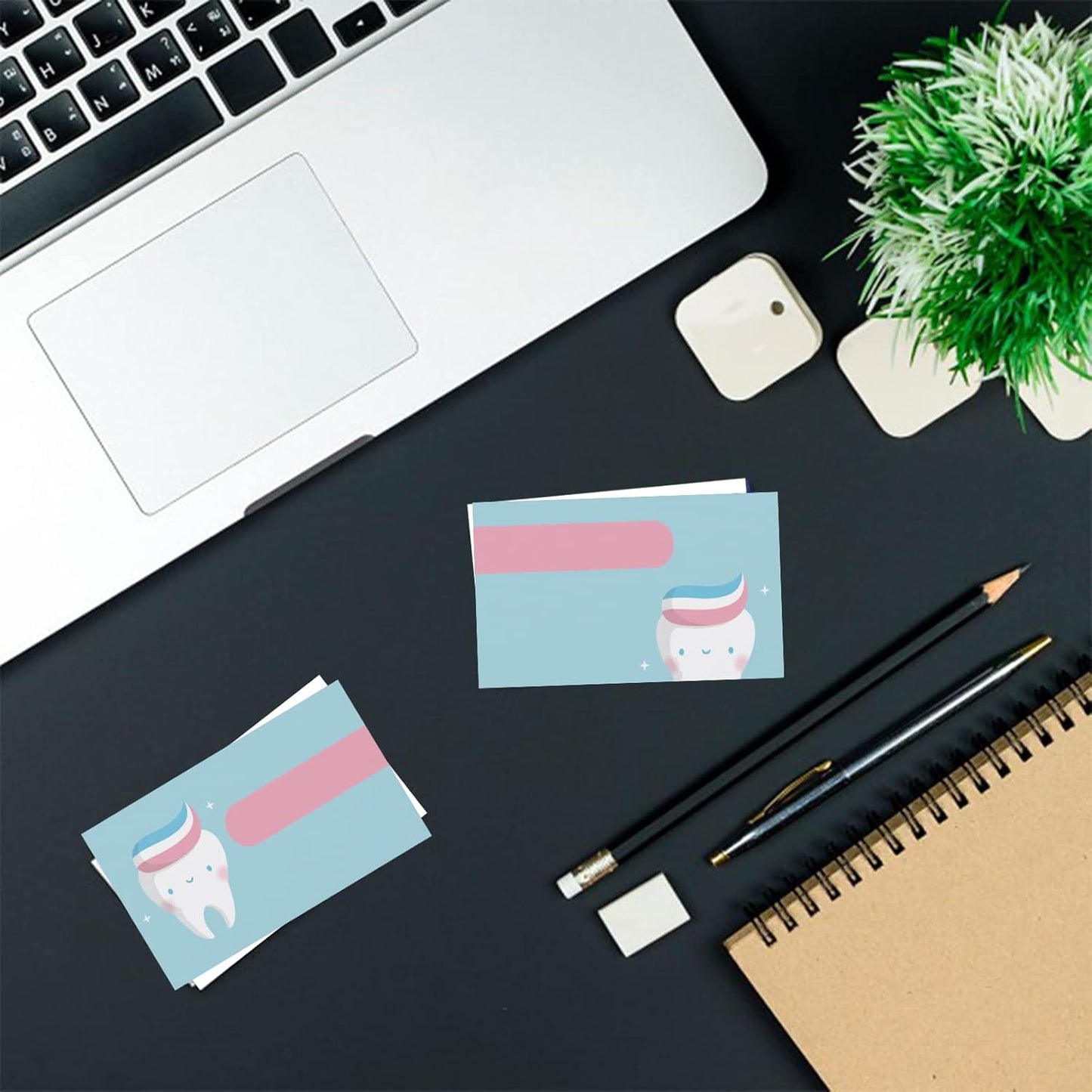 Custom Business Cards Personalized Business Cards for Small Business 300gsm Matte Paper Front & Back Sides Printed 3.5" x 2" - Dentist Tooth Care Template