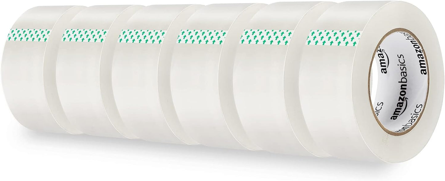Amazon Basics Packing Tape for Moving boxes, Shipping Tape Refills, Clear, 1.88-Inch Wide x 109 Yards, 6-Pack, Total 654 Yards