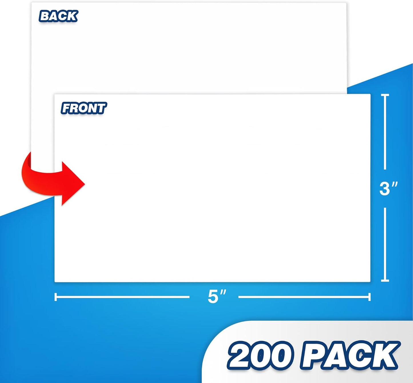 Chell 200 Count Blank Index Cards 3x5 Inch Heavyweight, No Bleed-Through, Double Side Unlined, 74 lb. Cover Weight, White