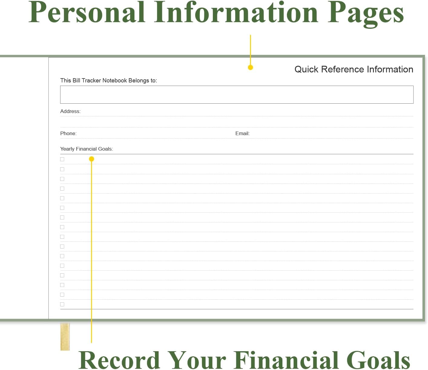 Bill Tracker Notebook - Monthly Bill Organizer & Planner for Personal Budgeting Financial, Payments Checklist Organizer, 7" x 10", Green