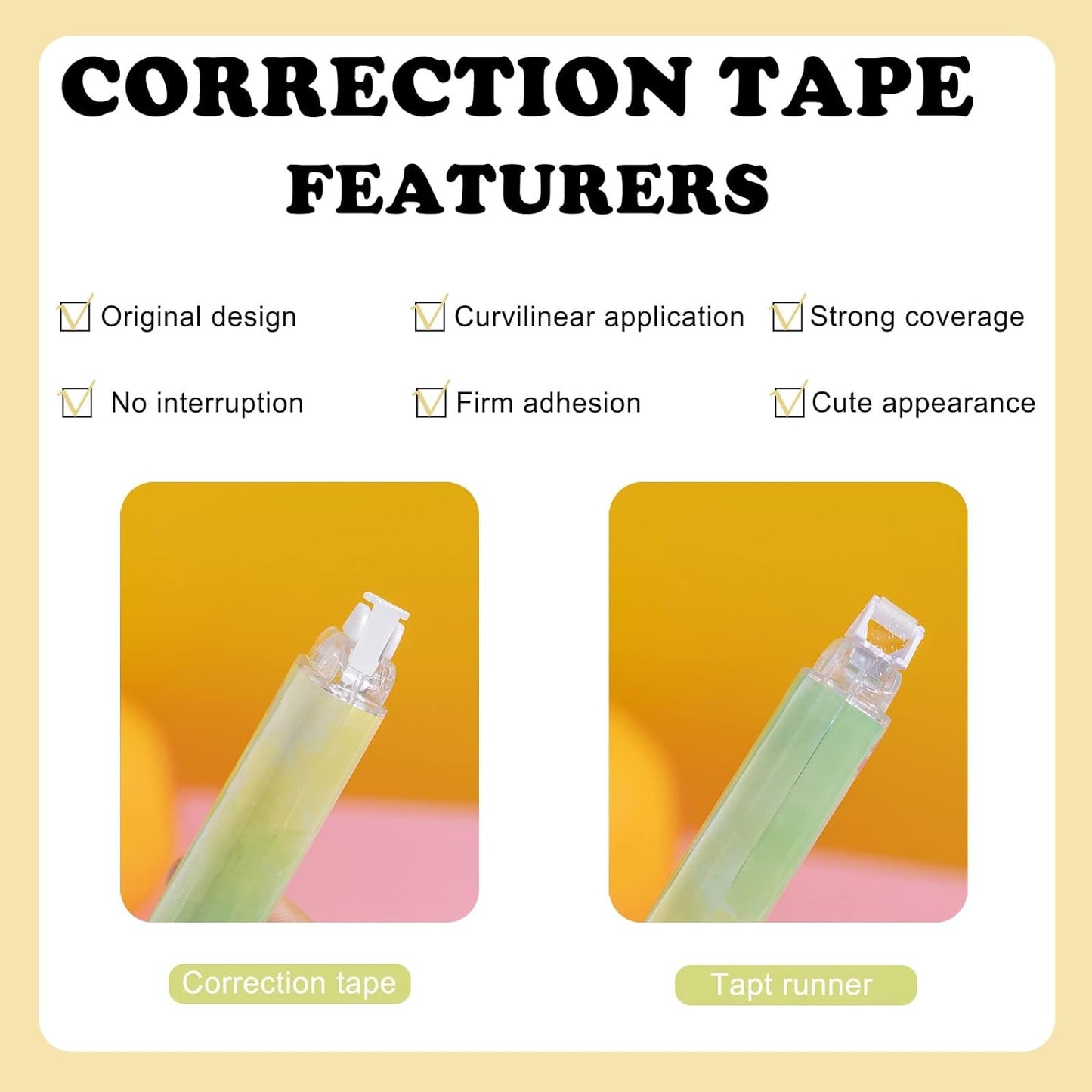 2 in 1 Correction Tape and Double Sided Tape Roller, Cute Quick Dry Japan Correction Tape, with Permanent Scrapbook Adhesive Tape Dispenser, for School Office Supplies(SH-C)