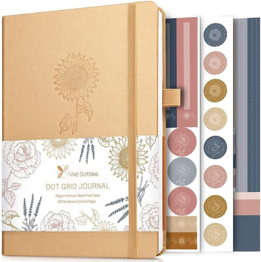 Dotted Journal – A5 Dotted Notebook with Bleedproof 160gsm Paper, Hardcover, Lay-Flat Design – Dot Grid Journal for Writing, Planning, Sketching & More