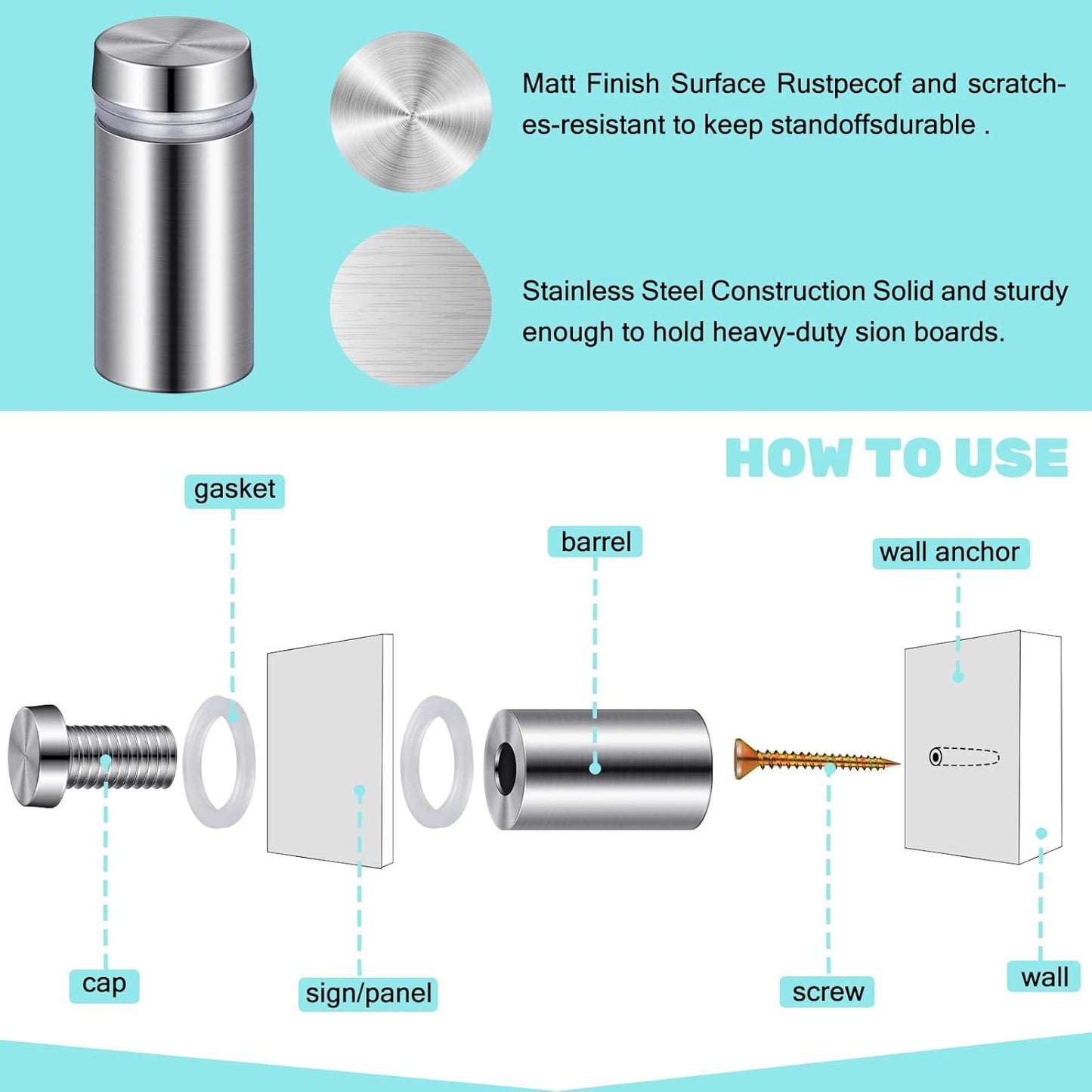 Demissle 4 Sets Clear Acrylic Wall Name Plate Holders Office Door Mount Name Plate Holder with Stainless Steel Standoff Screws for Office Home Store Restaurant (6 x 3 Inch)