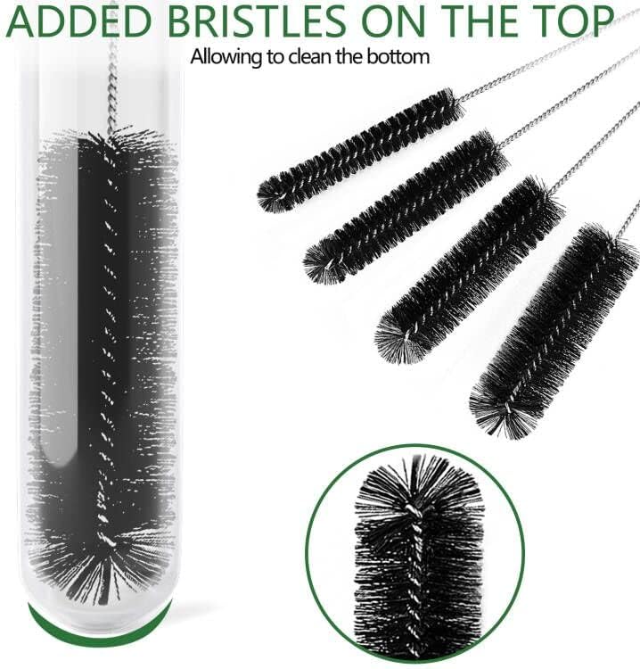 CiaraQ Bottle Cleaning Brushes, 9.8 Inch Nylon Tube Brush Set, Cleaner for Narrow Neck Bottles Cups with Hook, Set of 10pcs. Black