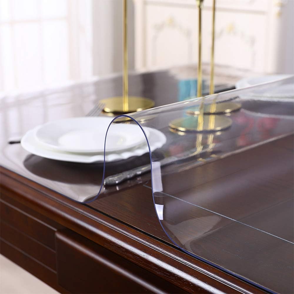 18x59 Inch 1.5mm Thick Plastic Furniture Cover Protector Clear PVC Desk Mat for Desktop Crystal Table Protector Non-Slip Waterproof Table Pad for Writing Desk Long Kitchen Table Meeting Desk
