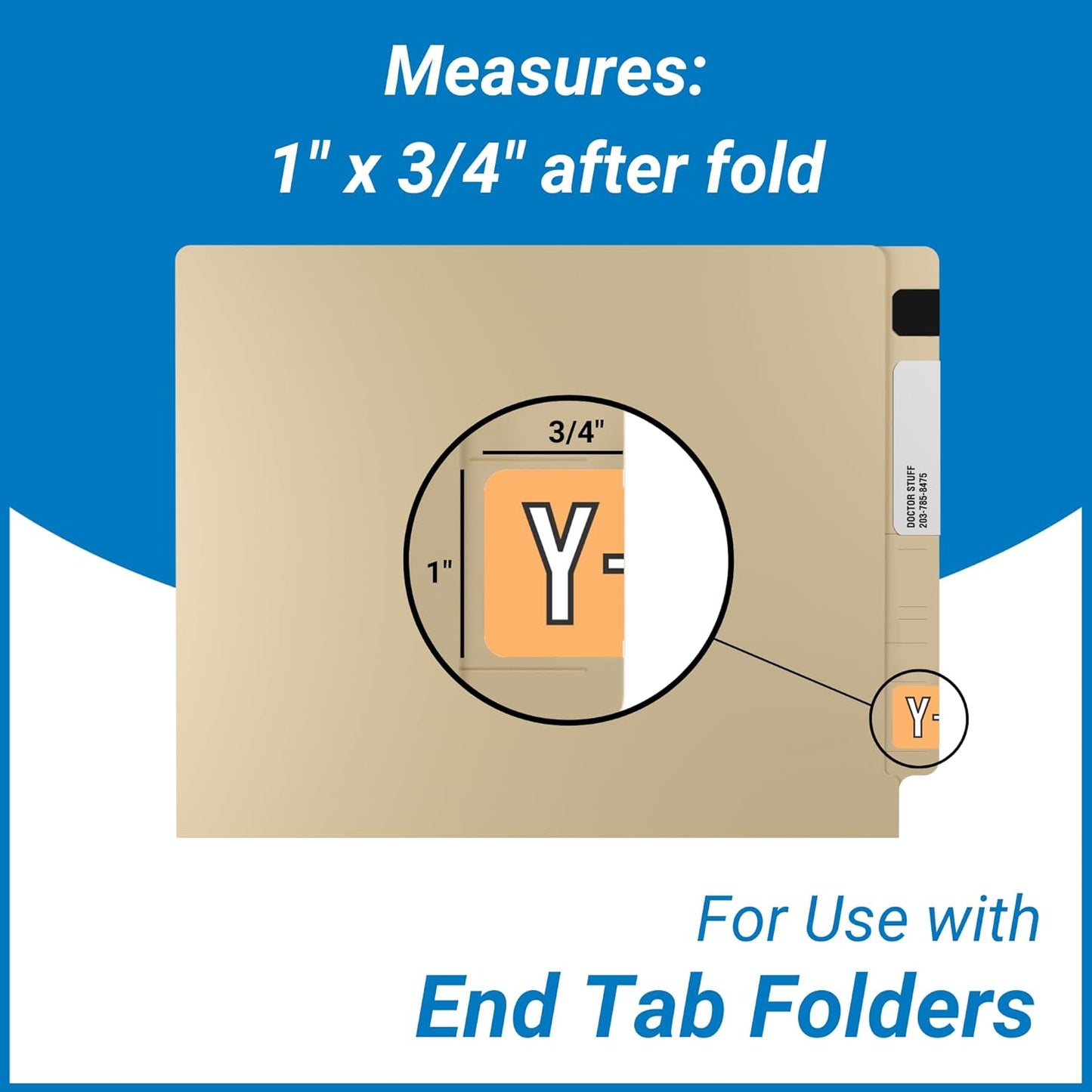 Doctor Stuff - File Folder Labels, Alphabet Letter Y, Barkley/Sycom FABKM - BRAM Series Compatible Alpha Stickers, Light Orange, 1" x 1-1/2", 126 Labels/Package