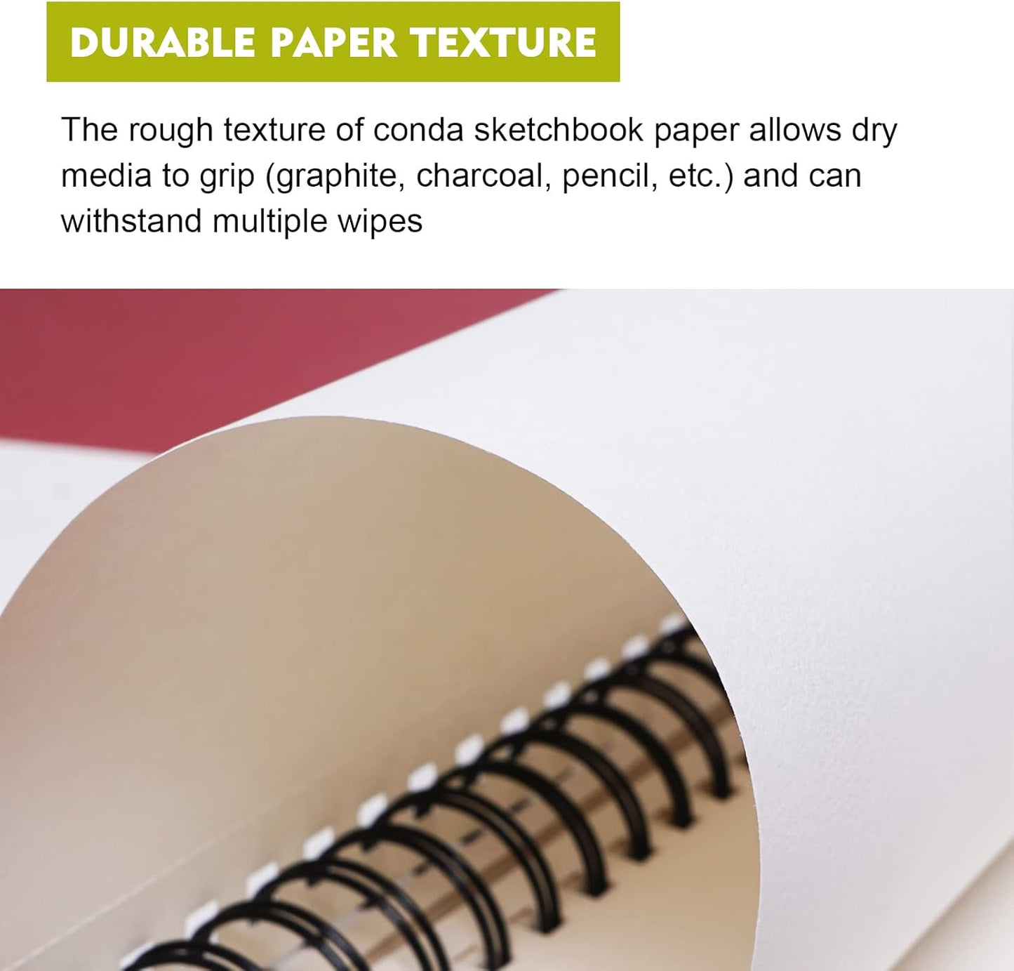 conda 8.5"x11" Hardbound Sketch Book, Double-Sided Hardcover Sketchbook, Spiral Sketch Pad, Durable Acid Free Drawing Art Paper for Adults