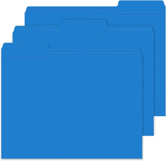 File Folders,IntoJoy 120 Pack Colored File Folder Letter Size, 1/3 Cut Tab Filing Folders for Office School Business File Document Organization,Blue