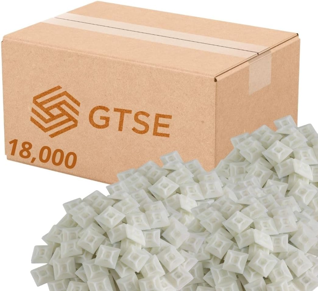 GTSE 18,000 Full Carton Of White/Clear Screw Mounts, Zip Ties Up To 0.2" Wide, Saddle Type Zip Tie Anchors