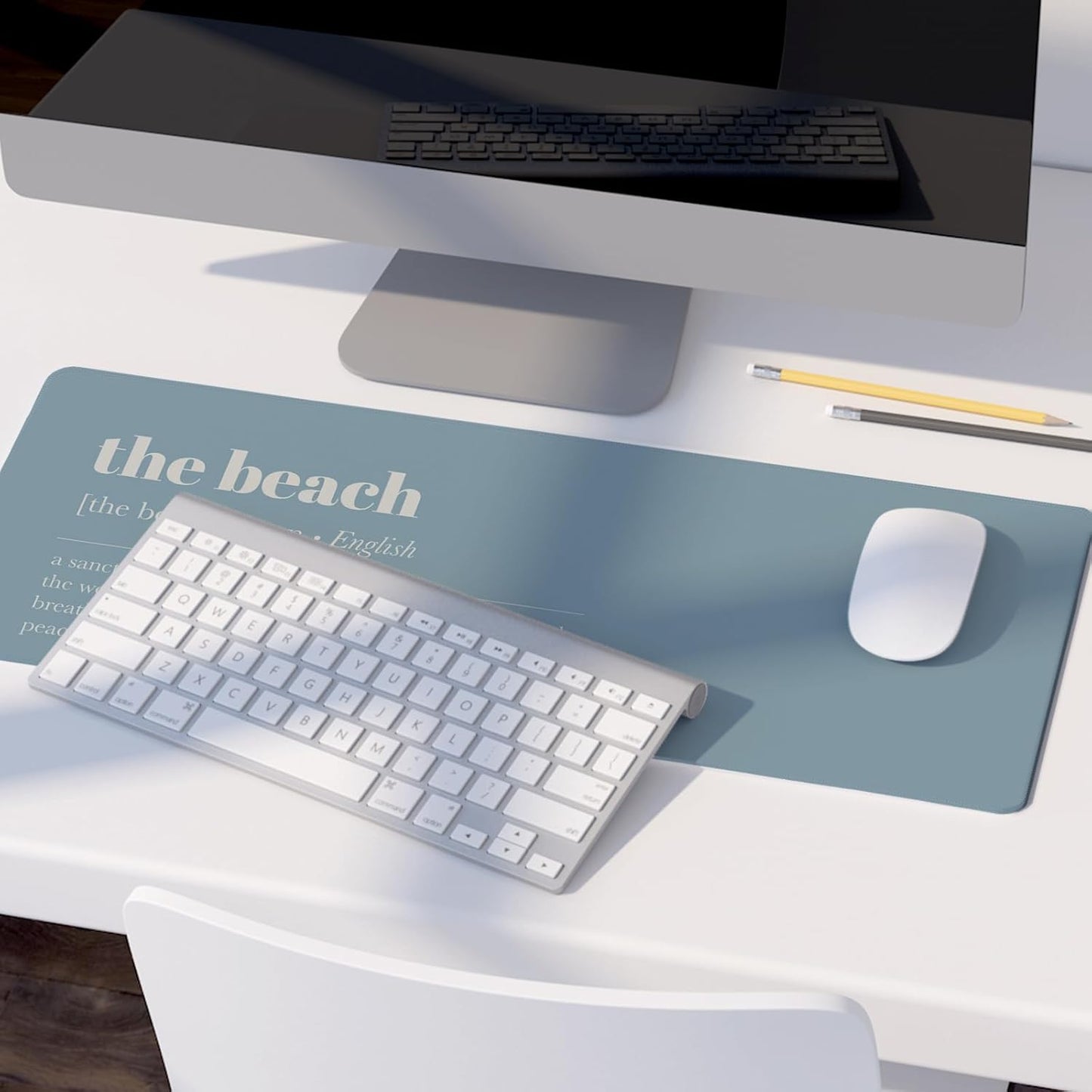 Blue Ocean Beach Mouse Pad,Blue Coastal Mouse Pad,Big Large Ocean Desk Mat,Beautiful Sentence Desk Mat,Summer Beachy Gaming Computer Pads,Beach House Decor,Gift for Beachy House,31.5x11.8Inch